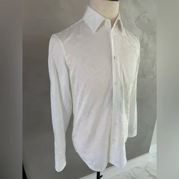 Versace Barocco Jacquard Long Sleeve Shirt Size 37 IT. PRISTINE CONDITION - Picture 8 of 16